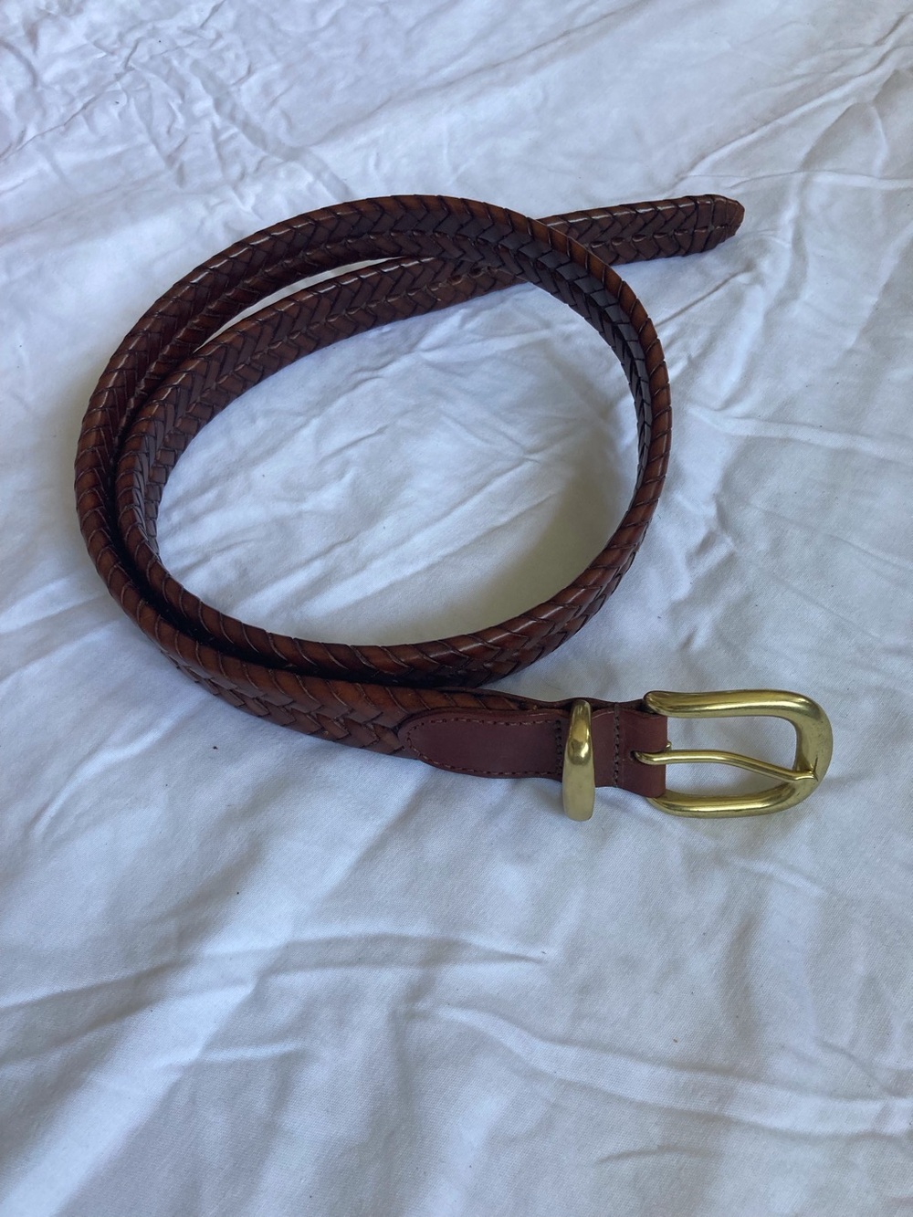 COACH 5922 Vintage Braided /Woven Brown Leather Belt Brass Buckle Size 38in/95cm